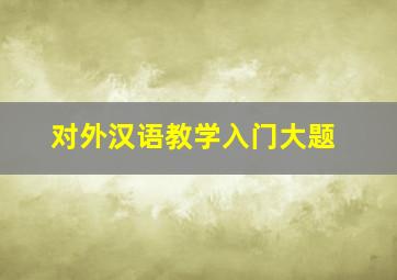 对外汉语教学入门大题