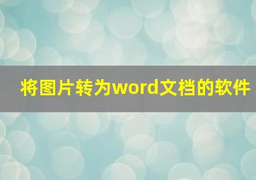 将图片转为word文档的软件