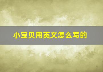 小宝贝用英文怎么写的