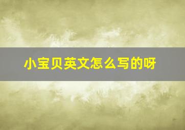 小宝贝英文怎么写的呀