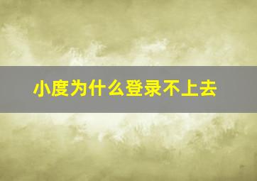 小度为什么登录不上去