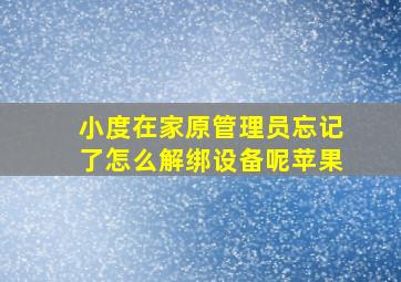 小度在家原管理员忘记了怎么解绑设备呢苹果