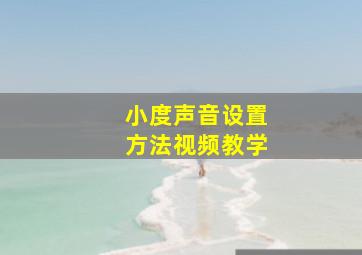 小度声音设置方法视频教学