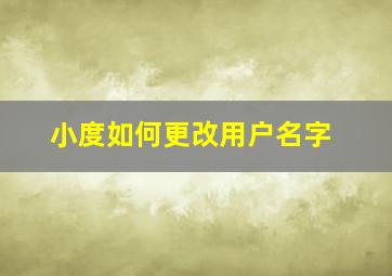 小度如何更改用户名字