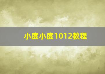 小度小度1012教程