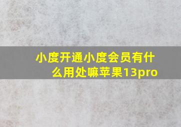 小度开通小度会员有什么用处嘛苹果13pro