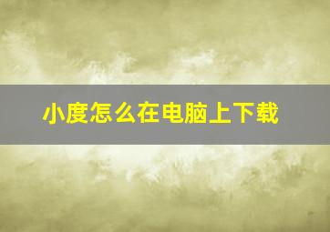 小度怎么在电脑上下载