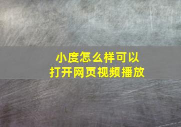 小度怎么样可以打开网页视频播放