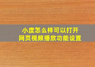 小度怎么样可以打开网页视频播放功能设置