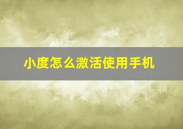 小度怎么激活使用手机