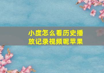 小度怎么看历史播放记录视频呢苹果