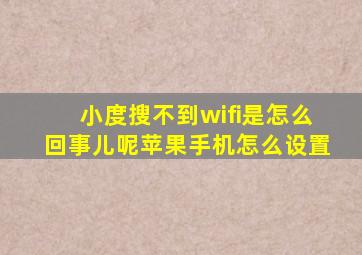 小度搜不到wifi是怎么回事儿呢苹果手机怎么设置