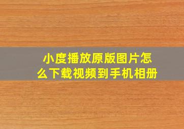 小度播放原版图片怎么下载视频到手机相册