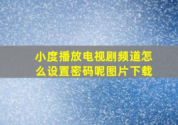 小度播放电视剧频道怎么设置密码呢图片下载