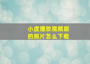 小度播放视频版的照片怎么下载