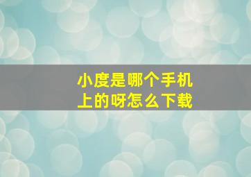 小度是哪个手机上的呀怎么下载