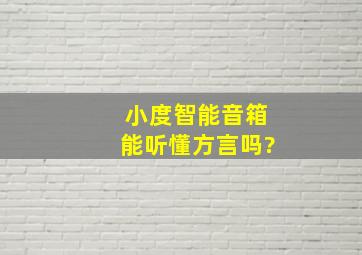 小度智能音箱能听懂方言吗?