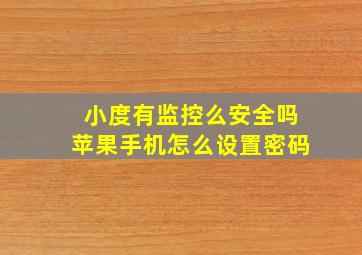 小度有监控么安全吗苹果手机怎么设置密码