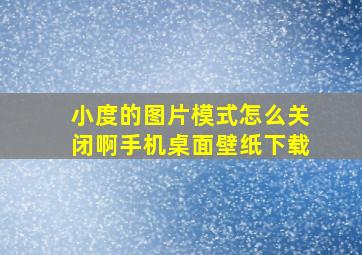 小度的图片模式怎么关闭啊手机桌面壁纸下载