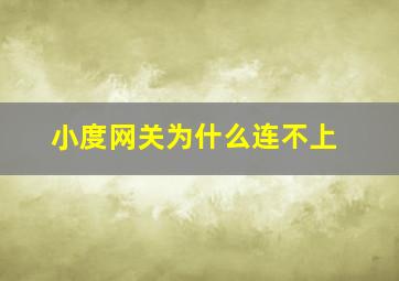 小度网关为什么连不上