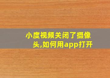 小度视频关闭了摄像头,如何用app打开