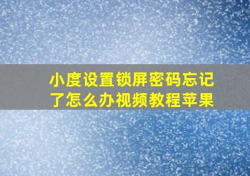 小度设置锁屏密码忘记了怎么办视频教程苹果