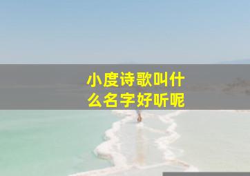 小度诗歌叫什么名字好听呢