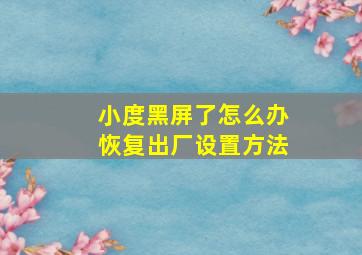 小度黑屏了怎么办恢复出厂设置方法