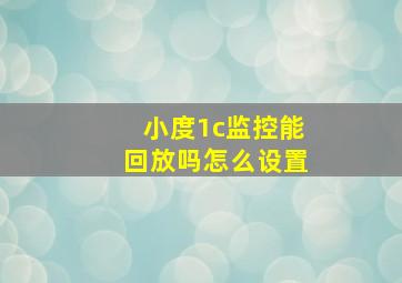 小度1c监控能回放吗怎么设置