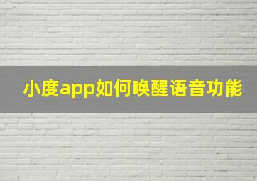 小度app如何唤醒语音功能