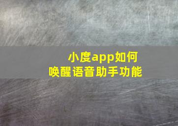 小度app如何唤醒语音助手功能