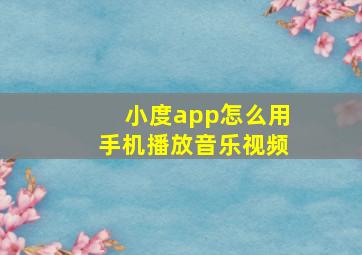 小度app怎么用手机播放音乐视频