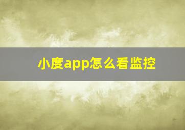 小度app怎么看监控