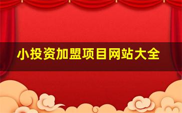 小投资加盟项目网站大全