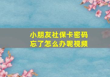 小朋友社保卡密码忘了怎么办呢视频