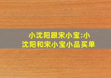 小沈阳跟宋小宝:小沈阳和宋小宝小品买单