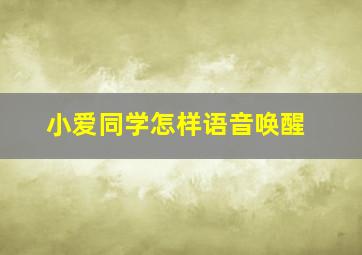 小爱同学怎样语音唤醒