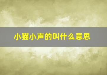 小猫小声的叫什么意思