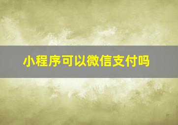 小程序可以微信支付吗