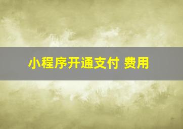 小程序开通支付 费用