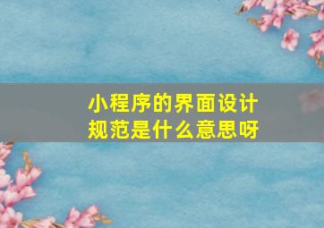 小程序的界面设计规范是什么意思呀