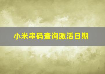 小米串码查询激活日期