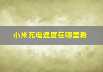 小米充电速度在哪里看