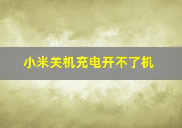 小米关机充电开不了机