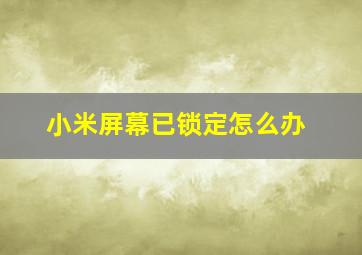 小米屏幕已锁定怎么办