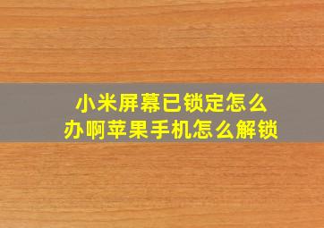 小米屏幕已锁定怎么办啊苹果手机怎么解锁