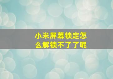 小米屏幕锁定怎么解锁不了了呢