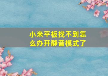 小米平板找不到怎么办开静音模式了