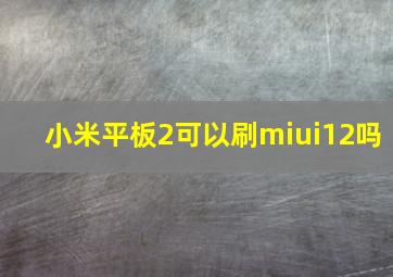 小米平板2可以刷miui12吗