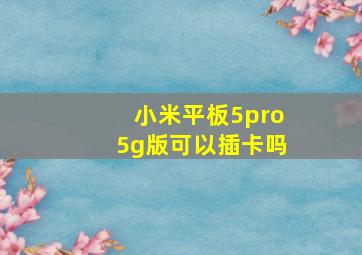 小米平板5pro5g版可以插卡吗